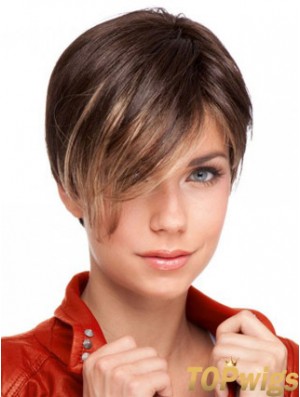 Auburn Cropped Designed Straight Boycuts Lace Wigs