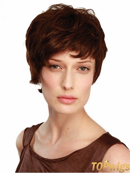 6 inch Brown Short Boycuts Wavy Fashionable Lace Wigs