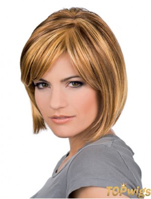 Chin Length Blonde Sleek 10 inch Wavy Bob Wigs