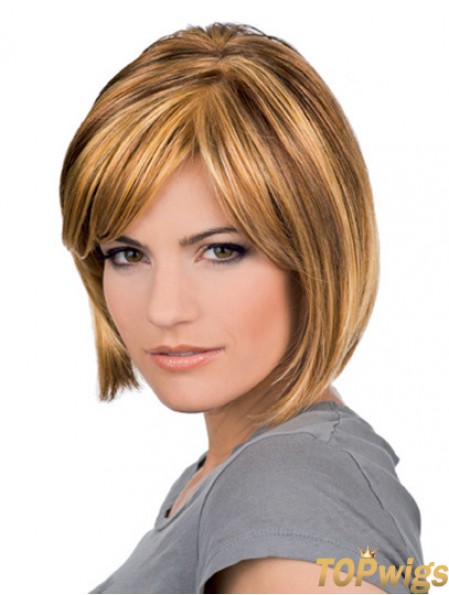 Chin Length Blonde Sleek 10 inch Wavy Bob Wigs