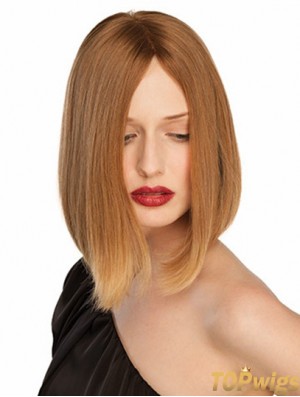 10 inch Blonde Chin Length Without Bangs Straight Convenient Lace Wigs