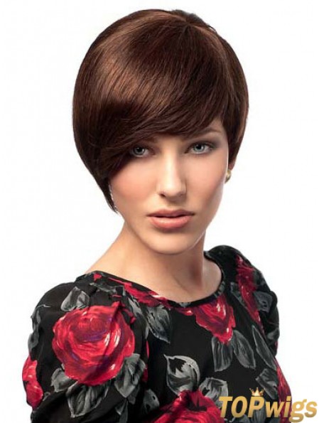 Bobs Hairstyles Straight Auburn Short Human Hair Wigs