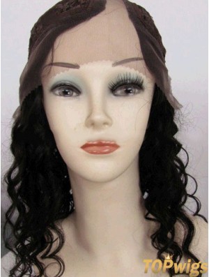 14 inch Lace Front Curly Black Good U Part Wigs