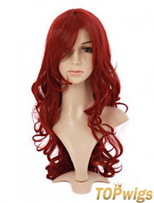 Wavy With Bangs Lace Front Style 20 inch Red Long Wigs