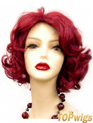 Wavy Without Bangs Chin Length Red Online Lace Front Wigs