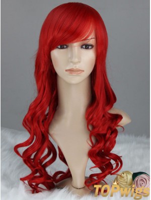 Wavy With Bangs Lace Front Discount 22 inch Red Long Wigs