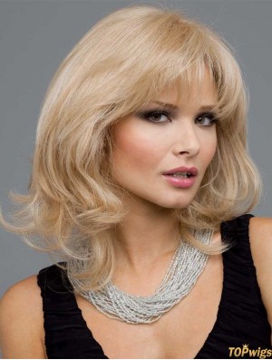 Long Wavy Layered Human Hair Full Blonde Wigs In The UK