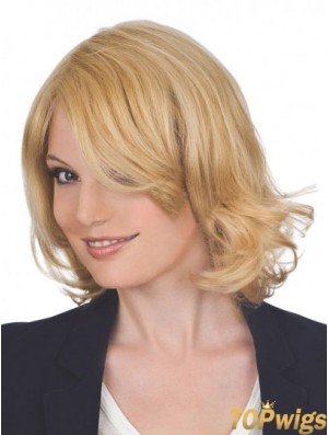 Fashion 12 inch Blonde Chin Length Layered Wavy Lace Wigs