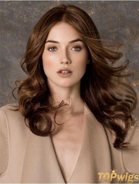 Wavy Without Bangs Monofilament Brown Fashionable Long Wigs