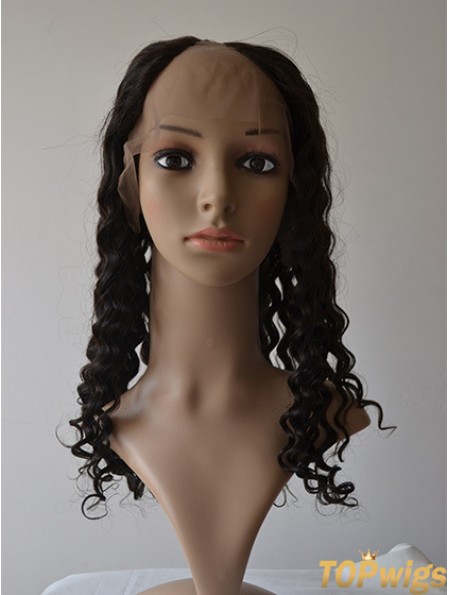 18 inch Lace Front Curly Black Fashionable U Part Wigs