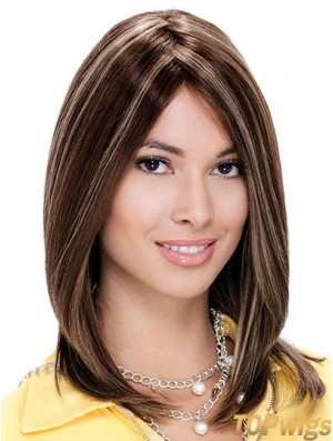 Monofilament Straight Without Bangs Shoulder Length 13 inch Fashionable Human Hair Wigs