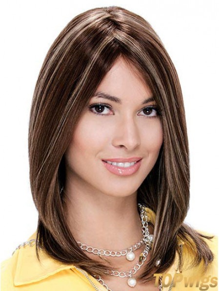 Monofilament Straight Without Bangs Shoulder Length 13 inch Fashionable Human Hair Wigs