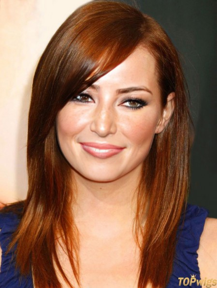 Without Bangs Long Copper Straight 18 inch Fabulous Human Hair Emma Stone Wigs