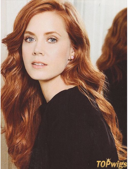 Without Bangs Long Copper Wavy 22 inch Designed Human Hair Amy Adams Wigs