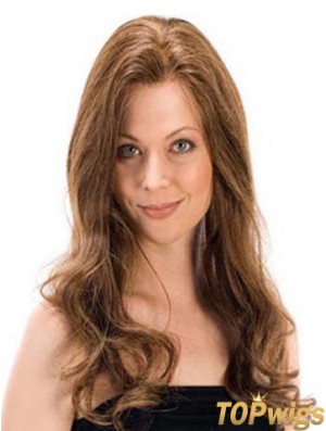 Wavy Remy Human Long Brown Monofilament Human Hair Wigs