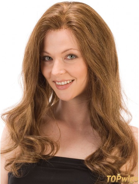 Without Bangs Affordable Wavy Auburn Long Human Hair Lace Front Wigs