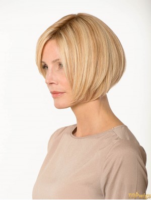 Lace Front Straight Bobs 8 inch Blonde Chin Length Real Human Hair Wigs