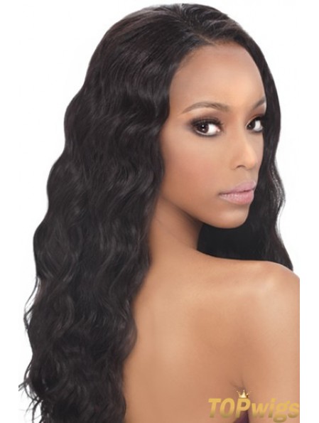 Black Human Hair Wigs Wavy Style Long