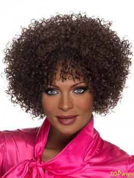 Popular Brown Short Layered Curly Glueless Lace Front Wigs