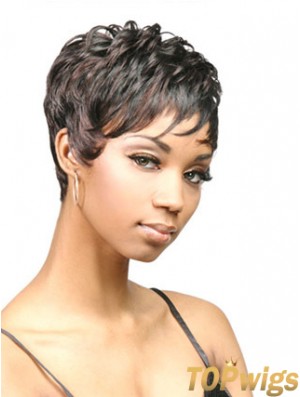 Cropped Black Wavy Boycuts Discount African American Wigs