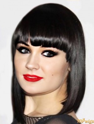 Capless Synthetic Yaki Bobs Black Shoulder  Wigs