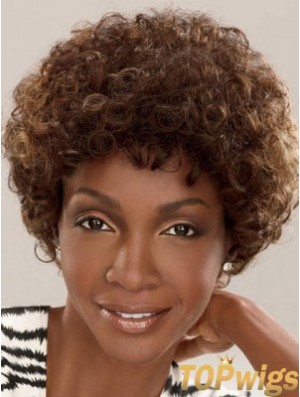 Capless Short Brown Layered Brown Synthetic Afro Kinky Hairstyles