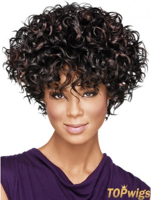 African American Wigs With Capless Synthetic Layered Cut Kinky Style