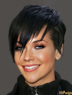 Remy Hair Wigs Black Cropped Length