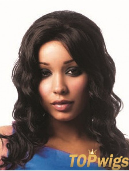 Long Black Wavy Without Bangs Comfortable African American Wigs