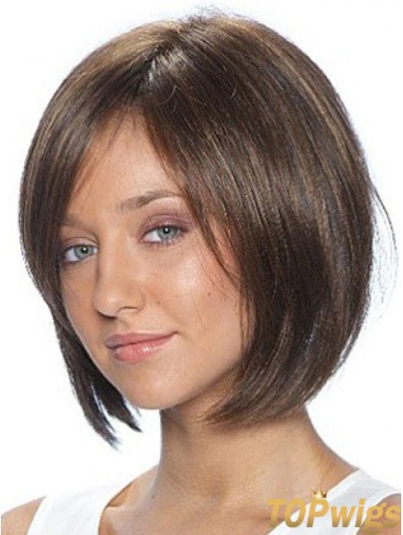 Lace Front Brown Chin Length Bobs Straight African American Wig