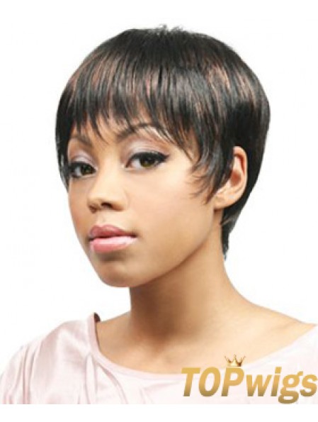 African Hair Wigs Boycuts Cropped Length Straight Style With Capless