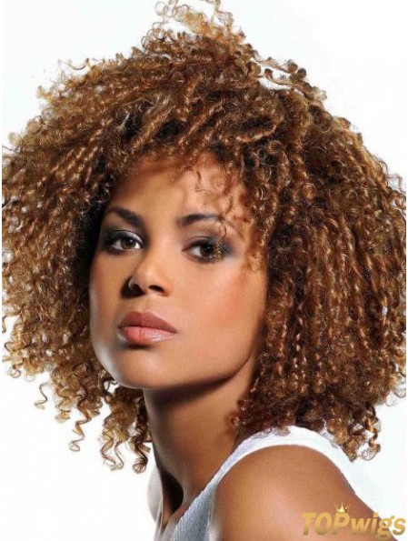 Wigs Human Hair African American Blonde Color With Bangs Kinky Style