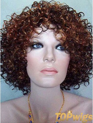 Kinky Layered Chin Length High Quality Auburn Synthetic Wigs