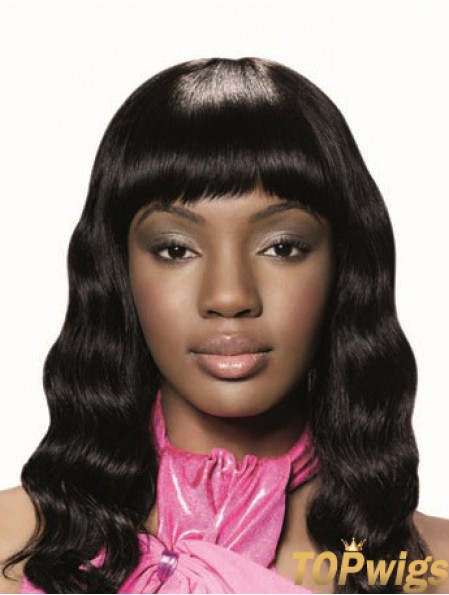 Long Black Wavy With Bangs New African American Wigs