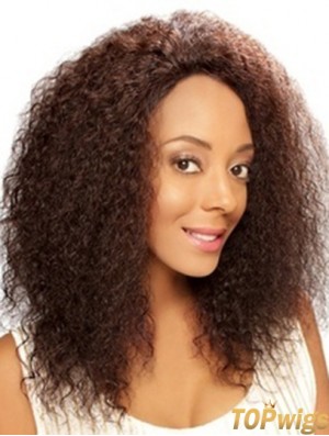 14 inch Brown Shoulder Length Without Bangs Curly Sleek Lace Wigs