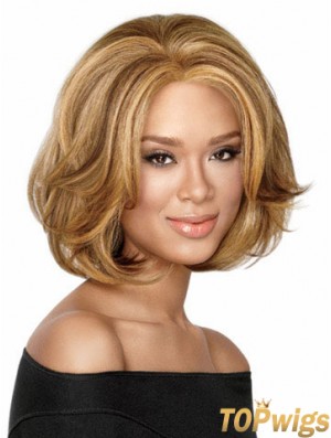 Chin Length Wavy Capless Blonde Durable Bob Wigs