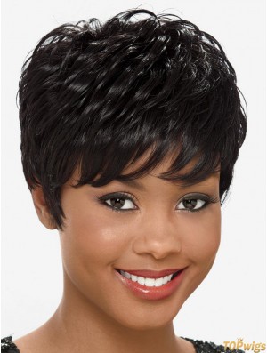 Short Black Layered Popular African Wigs UK