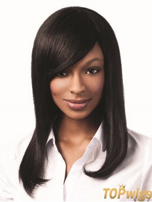 Long Black Yaki With Bangs Hairstyles African American Wigs