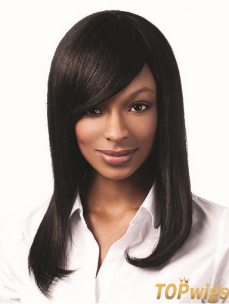 Long Black Yaki With Bangs Hairstyles African American Wigs