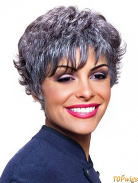 Synthetic Online Short Wavy Grey Wigs