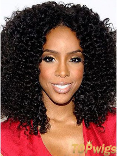 Designed 16 inch Shoulder Length Kinky Wigs For Black Women