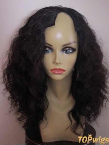 Shoulder Length Black Wavy Layered Cheap African American Wigs