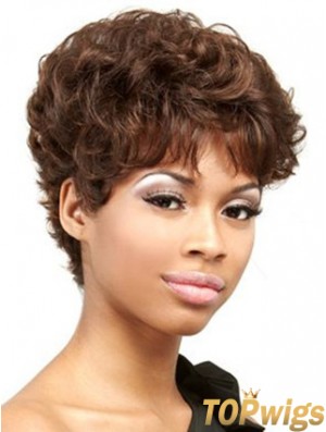 Cropped Auburn Curly Boycuts Convenient African American Wigs