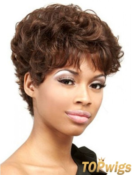 Cropped Auburn Curly Boycuts Convenient African American Wigs