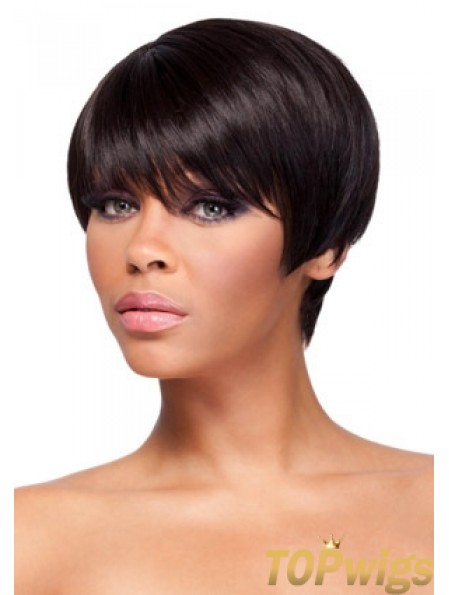 Cropped Auburn Straight Boycuts Gorgeous African American Wigs