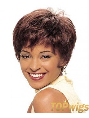 Cropped Auburn Straight Boycuts Beautiful African American Wigs