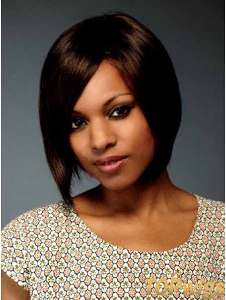 Chin Length Brown Straight Bobs Flexibility African American Wigs