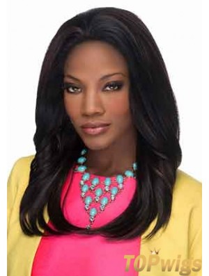 Fashion Black Long Layered Straight Glueless Lace Front Wigs