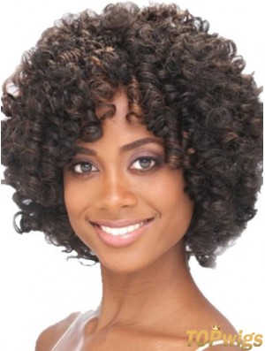 Chin Length Capless Layered Kinky Synthetic Black Woman's Wigs