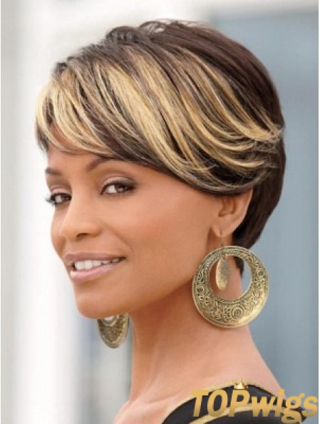 8 inch Synthetic Black Short Straight Wigs For African American Women